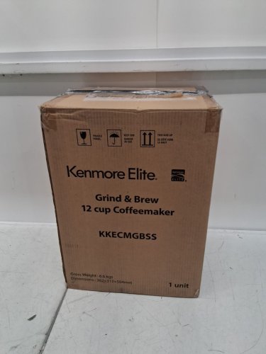Koolatron Kenmore elite programmable grind & brew coffee maker with built-in grinder - 12 cup glass carafe - BLACK/stainless steel (model: kkecmgbss) image 2