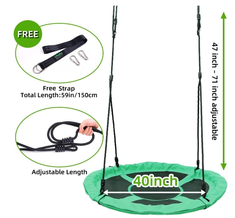 OHUHU HANGING SAUCER TREE SWING - 660LBS CAPCITY  40" - GREEN (MODEL: RD-95) image 3