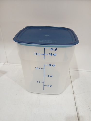 Cambro CamSquares Translucent Square Polypropylene Food Storage Container WITH Lid - 18QT -Clear/BLUE image 3