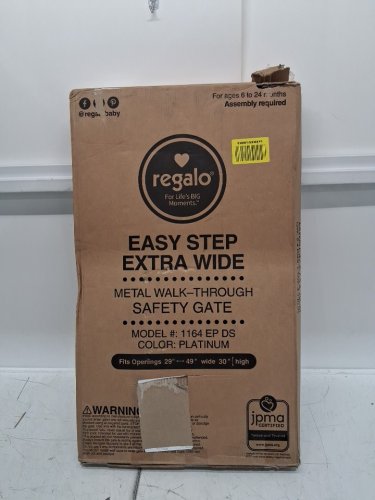 REGALO EASY STEP EXTRA WIDE METAL SAFETY GATE - 30" x 29" to 49" - platinum GREY (MODEL: 1164EPDS) image 2