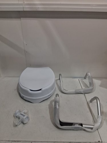 vevor raised toilet seat with arms - 4" - 300lb capacity - white/black (model: sc7060d-4a) image 3