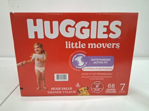68PK HUGGIES LITTLE MOVERS BABY DIAPERS - SIZE 7 image 4