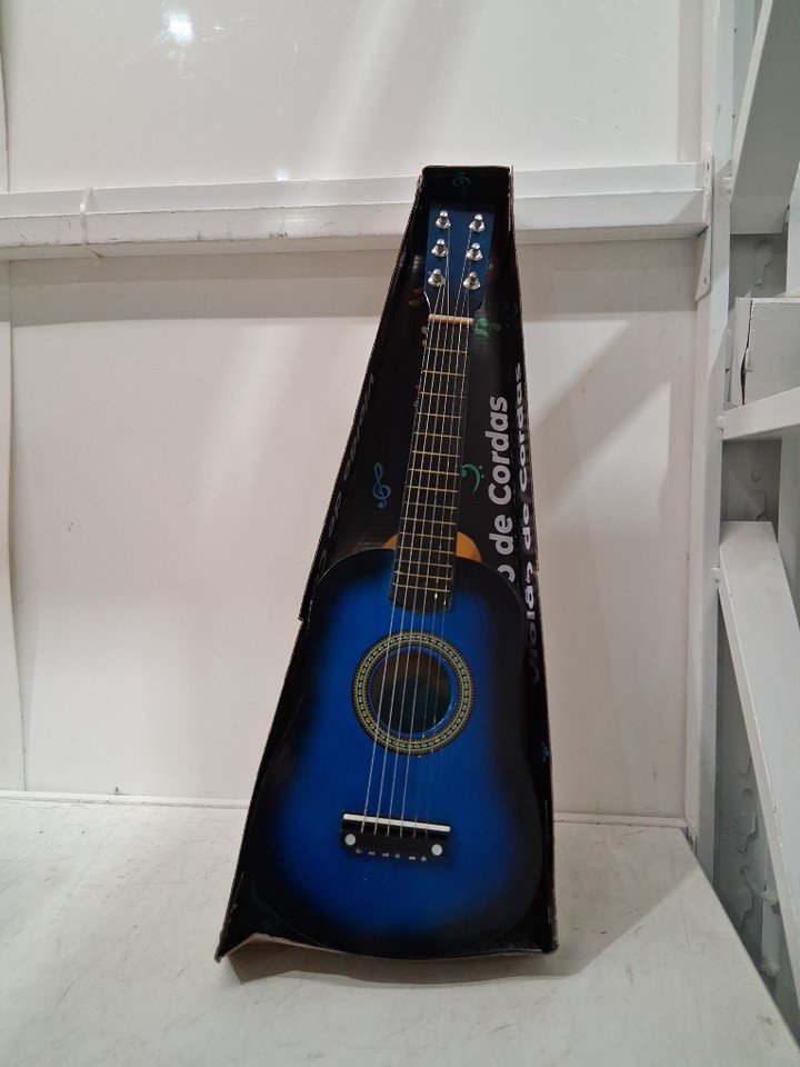 wooden acoustic guitar/ukulele for kids - 23" - blue image 3