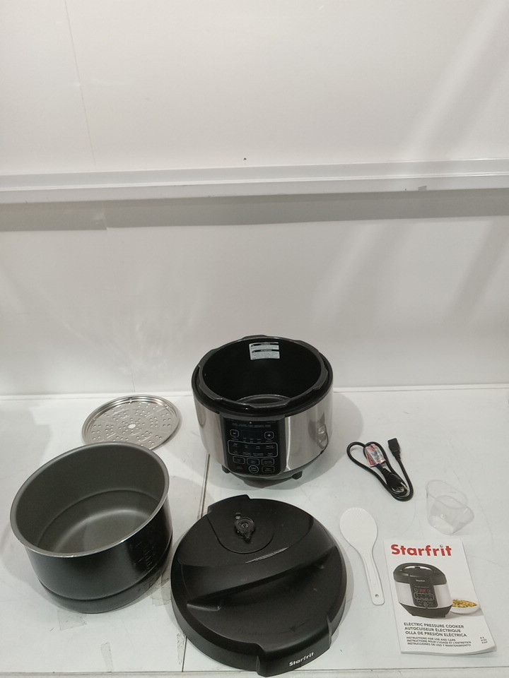 STARFRIT ELECTRIC PRESSURE COOKER - STEAM TRAY, MEASURING CUP & SPATULA- 8L CAPACITY - BLACK (MODEL: 024603) image 4