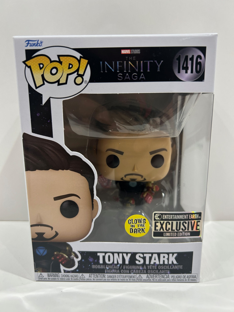 Funko pop! **glows in the dark**earth exclusive** marvel studios the infinity saga - tony stark bobble head (#1416) image 3