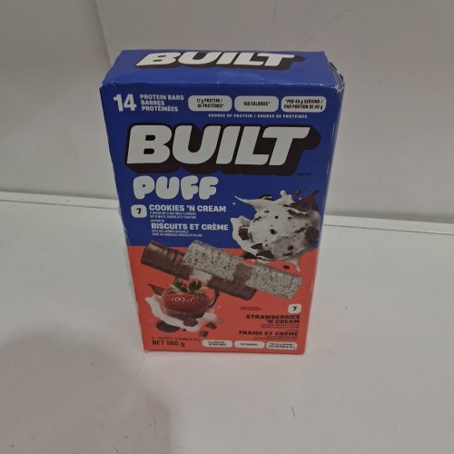 14pk built puff gluten free protein bars - 17g of protein each - COOKIES 'N CREAM/PEANUT BUTTER CUP image 2