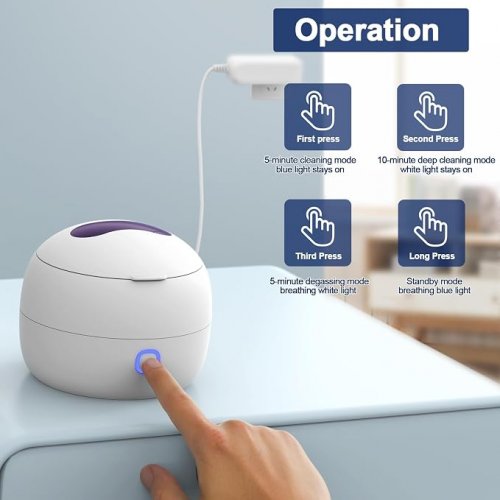 Ultrasonic UV Retainer / Mouthpiece Cleaner Machine - 200ml - 45000hz - white (Model: JX-580 PRO) image 2