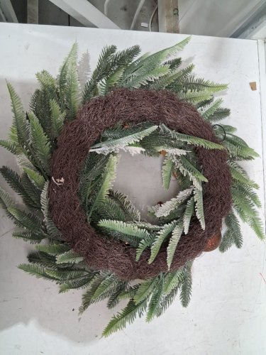 floroad frosted Christmas Candle Wreath for Table Decor Centerpiece - 26" - bronze/copper image 3