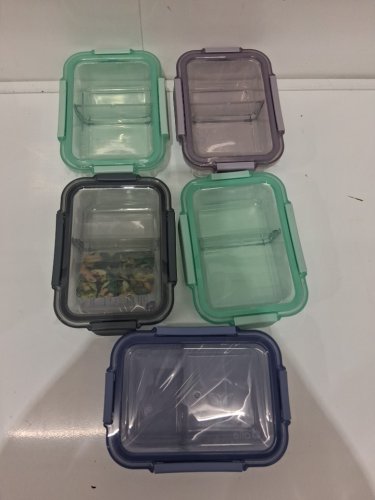 10PC ELLO COLOUR LOCK DIVIDED GLASS MEAL PREP SET - 800ML - MULTICOLOUR (MODEL: 1901809) image 3