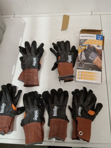 4PR WORKTUFF CUT/PUNCTURE RESISTANT GLOVES - LARGE - ORANGE/GREY/BLACK image 2