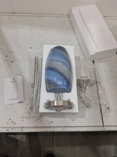 EDISHINE PLUG-IN PENDANT HANGING LIGHT WITH GLASS SHADE - 15FT 2700K-5000K - BLUE - (MODEL: Hhpl08c1)) image 2