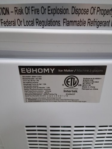 EUHOMY auto-clean countertop ice cube maker - makes 26lbs/day - WHITE (MODEL:IM-06B) image 6