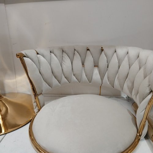 2PK UIXE MODERN VELVET ADJUSTABLE SWIVEL BARSTOOL - gold/white image 4