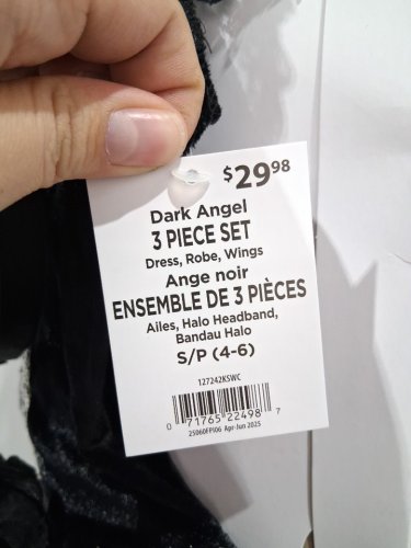 3PC GIRL'S WAY TO CELEBRATE DARK SPARKLE ANGEL COSTUME - SMALL / 4-6 - BLACK/SILVER image 4