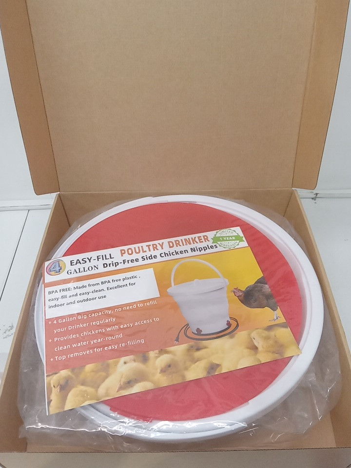 Heated poultry drinker feeder for indoor/outdoor - easy fill - drip/BPA free - 4 gallon image 2
