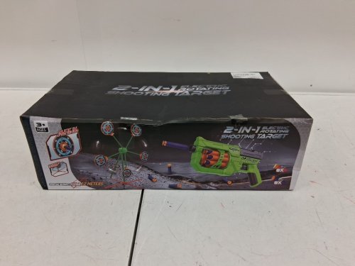 Kids Rotating Shooting Game with Toy Gun and Foam Darts - Green / Orange (Model: 801-7) image 2