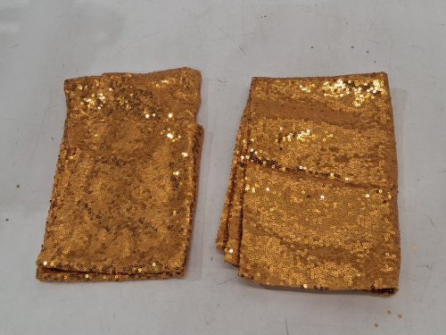 2Pk Gold Sequin Table Runner - 12" x 72", decorative Glitter Table Runner - gold image 3