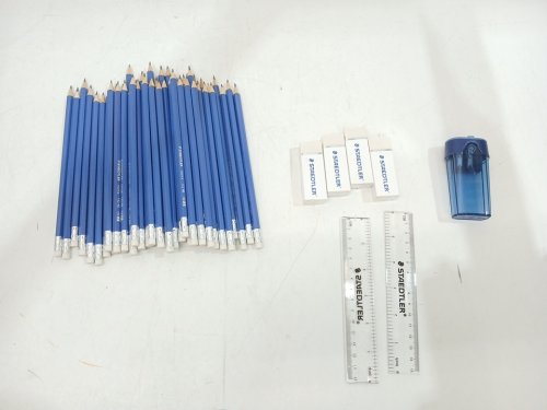 57PC STAEDTLER NORICA PENCIL SET WITH SHARPENER, ERASERS AND RULERS - 2HB - BLUE (MODEL: 2464444) image 3
