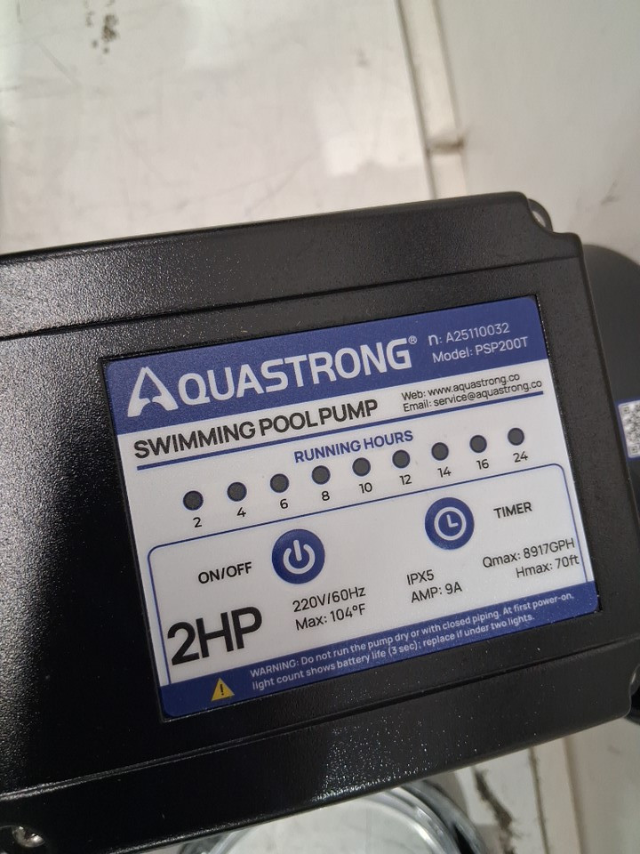 AQUASTRONG in/Above Ground Pool Pump High Flow Self Primming Swimming Pool Pump - 2HP/220V/60HZ - Glossy Black (MODEL: psp200t) image 6