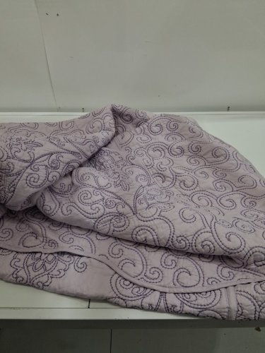 3PC SERENTA DAMASK EMBROIDERY BEDSPREAD SET WITH SHAM AND THROW PILLOW - QUEEN - LAVENDER FOG (STYLE: 141584) image 3