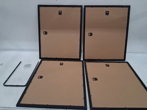 4PK LivingTaste Solid Wooden Picture Frame Set - 16" x 20" / Matted to 11" x 14" - Black image 4