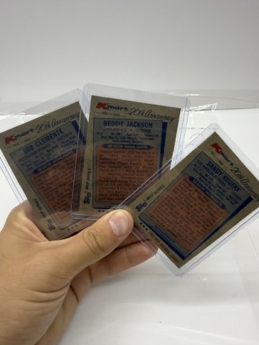 6 ASSTD 1982 K-MART 20TH ANNIVERSARY LEGEND CARDS (WILLIE MAYS, MICKEY MANTLE, HANK AARON, REGGIE JACKSON, SANDY KOUFAX, BOB CLAMENTE image 2
