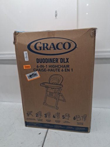 graco duodiner dlx 6-in-1 reclining adjustable height highchair with 6 growing stages - can seat 2 kids at once - 40lb max weight - allister grey (model: 2111217) image 2