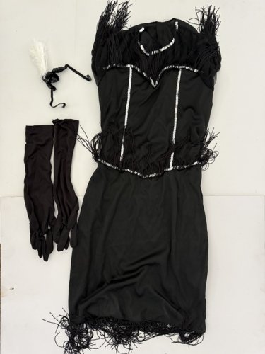 3PC WOMEN'S PARTYHOLICS SPEAKEASY STARLET COSTUME - MEDIUM (8-10) - BLACK (ITEM: 50041 L) image 4