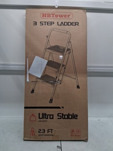 hbtower 3-step lightweight anti-slip portable step ladder - 500lbs max - black (Model: ZL0203) image 2