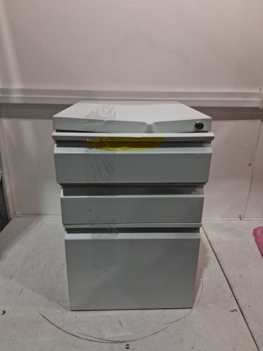 3 drawer metal cabinet with lock - white image 3