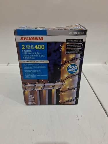 2PK Sylvania 400 Micro LED Christmas Lights - 28.8FT each  - White (MODEL:1851541) image 2