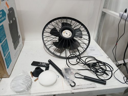 HINNIXY Outdoor Rope Hook Hanging Waterproof Caged Ceiling Fan  with Light and Remote - 3000k/4500k/6000k - 6 SPEED - 20" - black (model: Y23FSD0037-2801) image 5