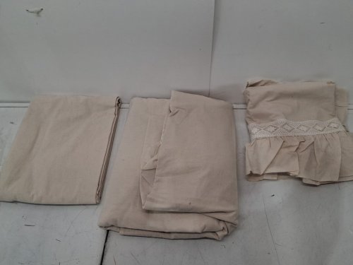 4pc sweet life lace linen natural flax duvet cover set - natural image 4