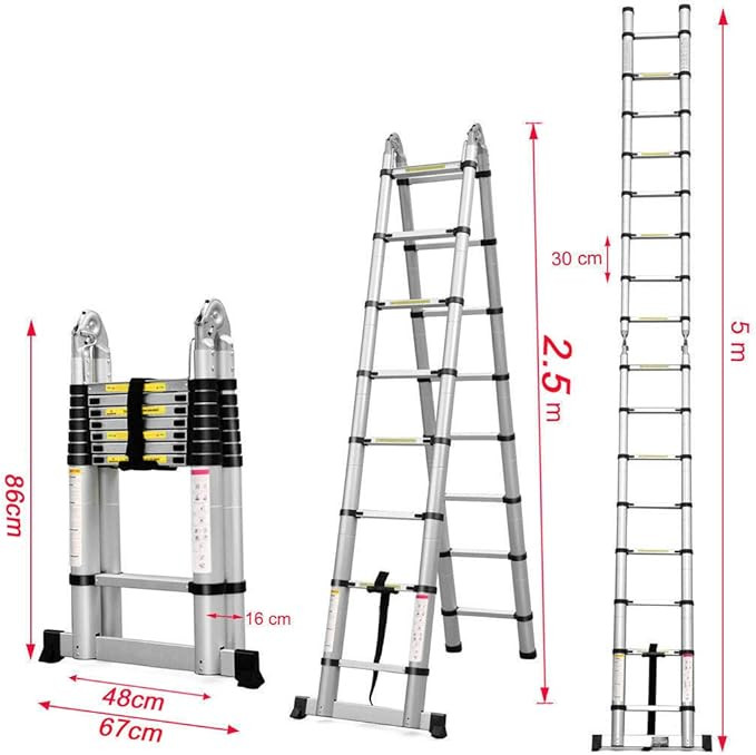 Soctone Multifunction Folding Ladder - 2.5M+2.5M - 330LBS (model: ZL0908) image 2