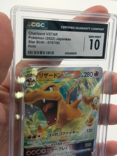 CGC GRADED GEM MINT 10 CHARIZARD VSTAR POKEMON 2022 JAPANESE STAR BIRTH 015/100 HOLO CARD image 2