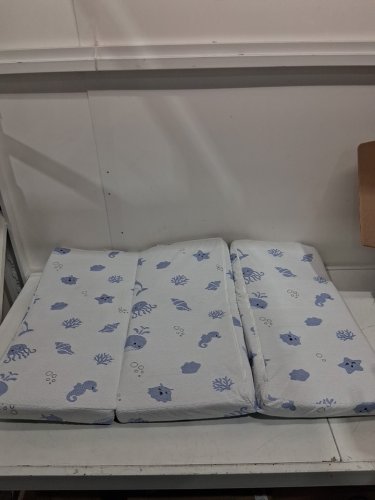 Ciremiv Trifold Pack and Play Mattress Topper Portable Baby Travel Mattress - 38" x 26" - white / blue image 3