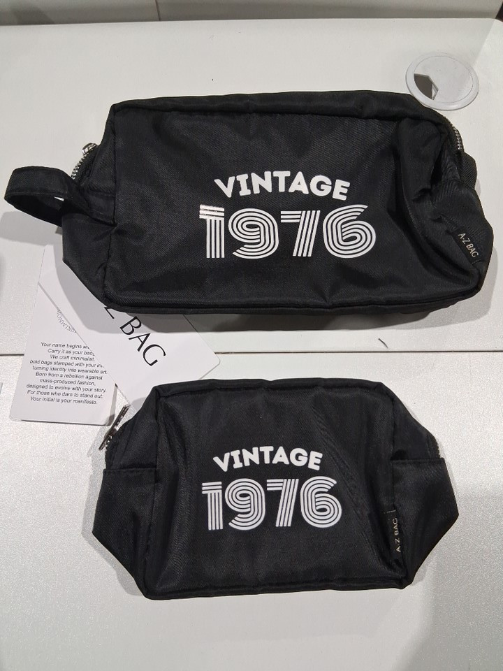2pc A-Z BAG Toiletry and makeup organizer bag set - Vintage 1976 - Black - (Model: PE47) image 5