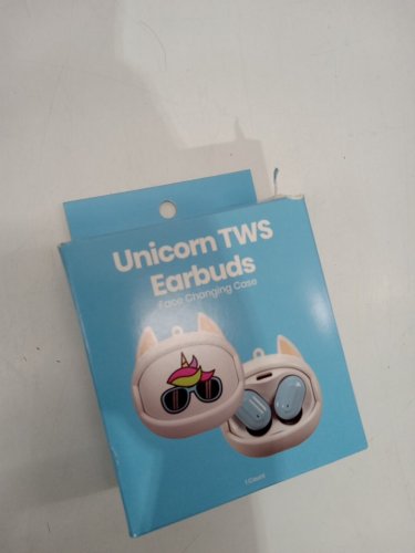 unisex gems Kid's unicorn tws earbuds with face change case - white/blue image 2
