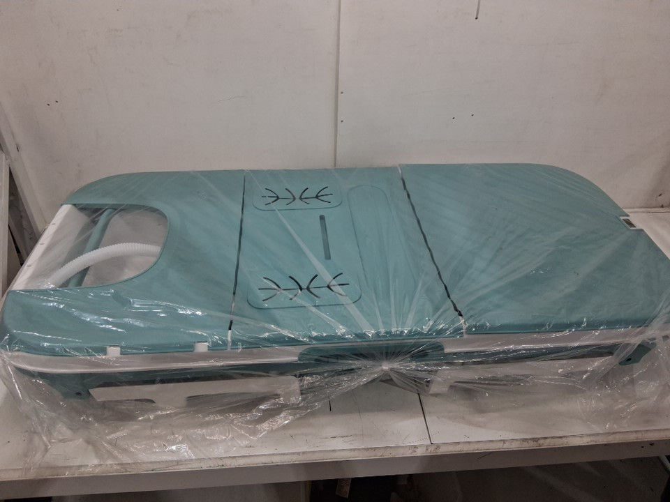 adult portable foldable freestanding soaking bathtub with storage basket and lid - 52" - blue/white (model: y01-32) image 4