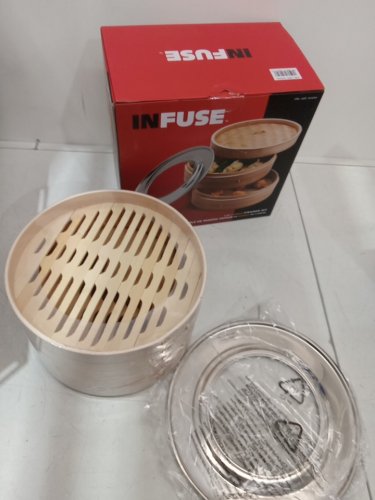 4pc infuse bamboo steamer set - 10" - natural/silver (model: 1973781) image 3