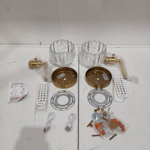 2pk  Shenmoyl hardwired Vintage Wall Sconces - brass/glass image 3