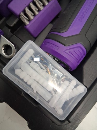 126PC DEKOPRO POWER TOOL COMBO KIT WITH 8 V USB-C RECHARGEABLE CORDLESS DRILL - 3/8FT' KEYLESS CHUCK - PURPLE image 5