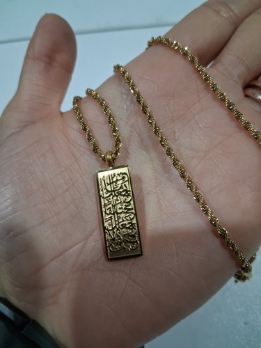 engraved rectangle arabic calligraphy pendant "ما يجْعَلُكَ مُخْتَلِفاً، يَجْعَلُكَ جَميلاً/What makes you different makes you beautiful"   twist chain necklace - 18" - 20"/2mm width adjustable chain/ 24mm x 10mm pendant - silver image 4