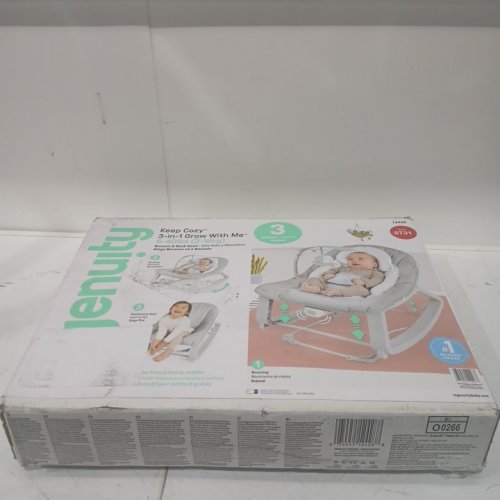INGENUITY 3-IN-1 KEEP COZY GROW WITH ME VIBRATING BABY BOUNCER, ROCKER & CHAIR - 40LBS CAPACITY - WEAVER THEME GREY/WHITE/GREEN (MODEL: ‎12428) image 2