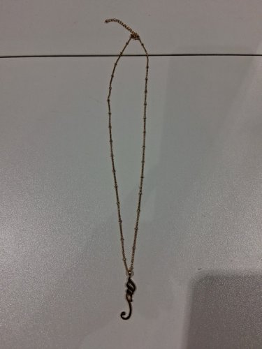 beaded chain calligraphic "Sabr, صَبْر/patience" drop pendant necklace - 20" - 22"/1.25" pendant - gold image 3