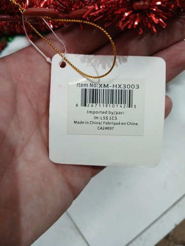 festive tinsel Christmas ornament bells - red/green - (Model: XM-HX3003) image 3