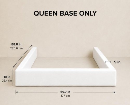 CLOUD FRAME Modular Soft Foam Square Bed BASE WITH REMOVEABLE AND Washable Zip Cover - QUEEN - WHITE LINEN (MODEL: image 5