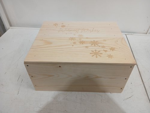 crafty holiday wooden box ' best wishes '  engraved - 15" x 12" x 7" - natural image 4