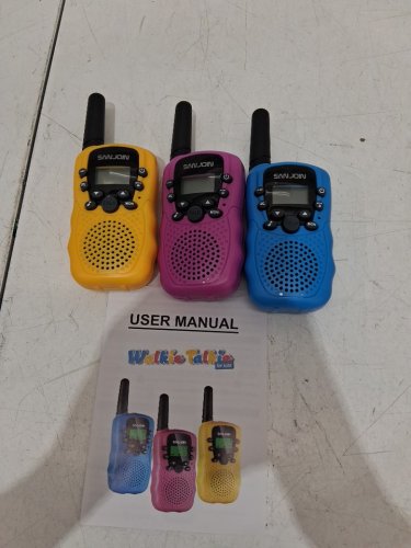 3pk kids sanjoin walkie talkies - 5.5" - blue/pink/yellow (model: t-388) image 3