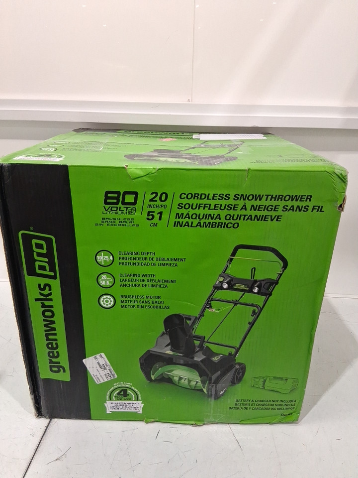 Greenworks PRO Cordless electric Snow Thrower *tool only* - 20" path 80v - green/black (MODEL: 2601302) image 7